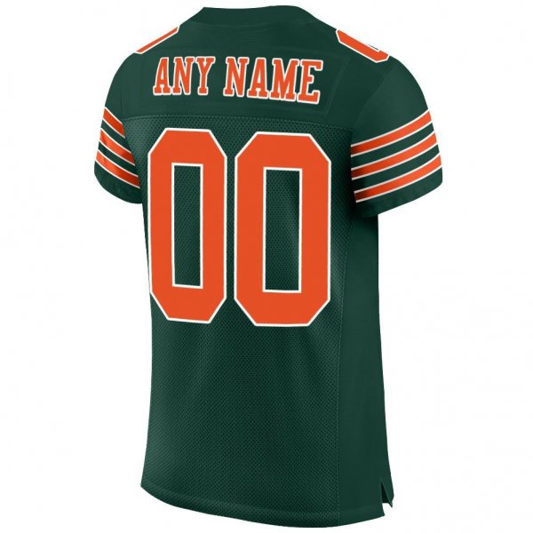 Women's Custom Green Orange-White Mesh Authentic Football Jersey