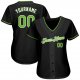 Women's Custom Black Neon Green-White Authentic Baseball Jersey