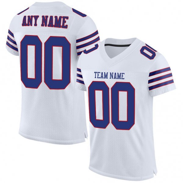 Kid's Custom White Royal-Red Mesh Authentic Football Jersey