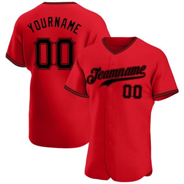 Women's Custom Red Black Authentic Baseball Jersey