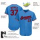 Men's Custom Powder Blue Red-Navy Authentic Baseball Jersey