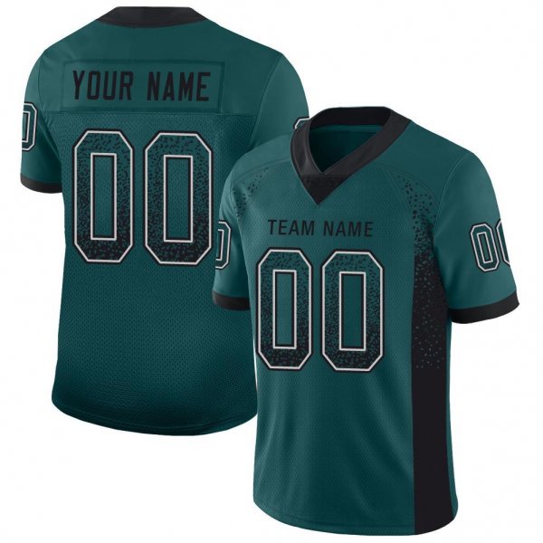 Youth Custom Midnight Green Black-White Mesh Drift Fashion Football Jersey