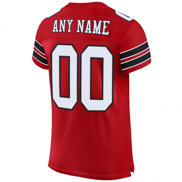 Men's Custom Red White-Black Mesh Authentic Football Jersey