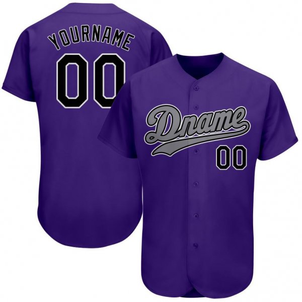 Preschool Custom Purple Black-Gray Authentic Baseball Jersey