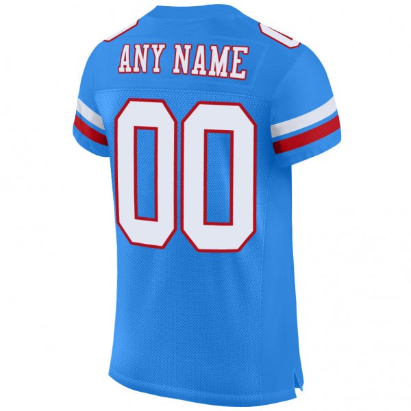 Men's Custom Powder Blue White-Red Mesh Authentic Football Jersey