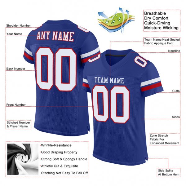 Preschool Custom Royal White-Red Mesh Authentic Football Jersey