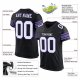 Preschool Custom Black White-Purple Mesh Authentic Football Jersey