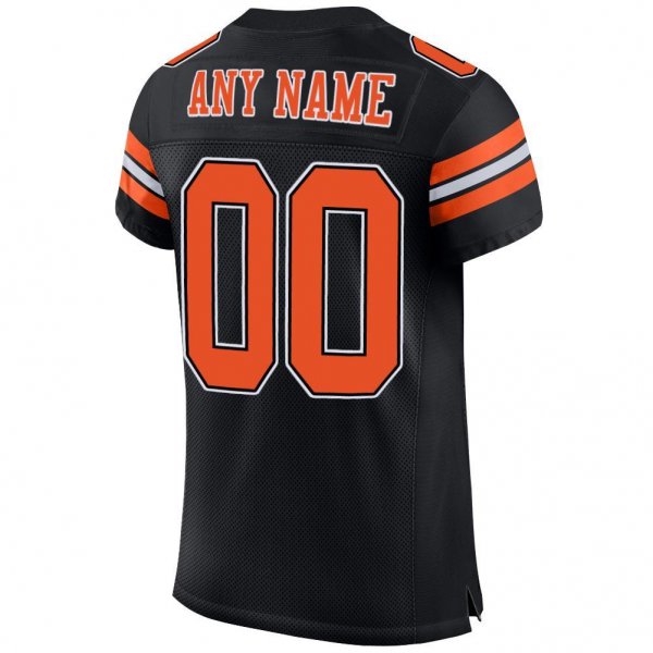 Preschool Custom Black Orange-White Mesh Authentic Football Jersey