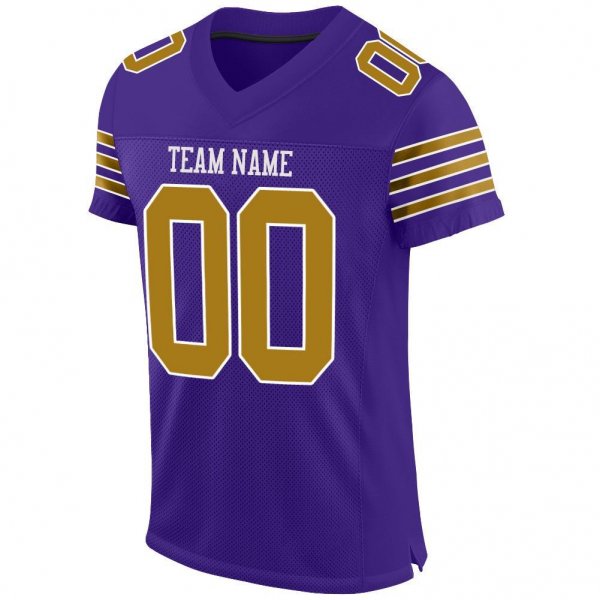 Men's Custom Purple Old Gold-White Mesh Authentic Football Jersey