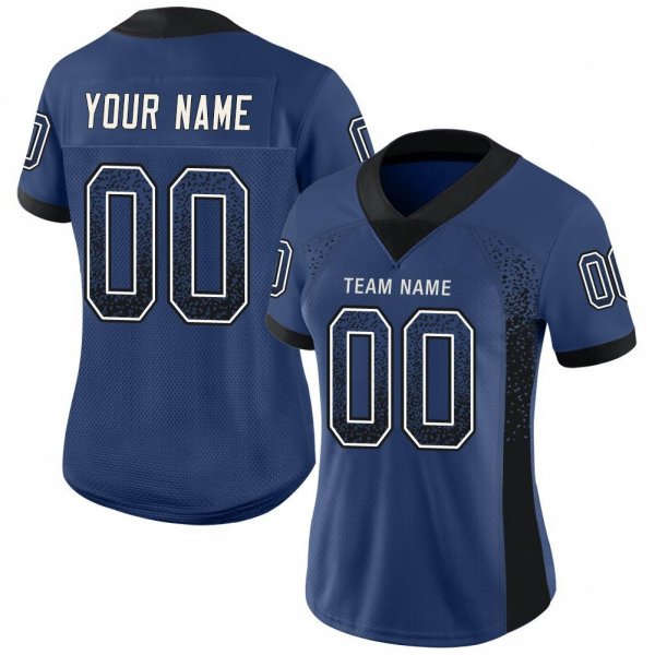 Men's Custom Royal Black-White Mesh Drift Fashion Football Jersey