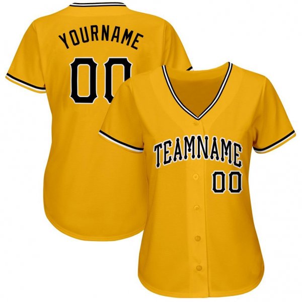 Youth Custom Gold Black-White Baseball Jersey