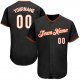 Women's Custom Black White-Orange Authentic Baseball Jersey