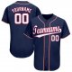 Men's Custom Navy White-Red Baseball Jersey