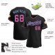 Kid's Custom Black Pink-Light Blue Authentic Baseball Jersey