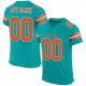 Women's Custom Aqua Orange-White Mesh Authentic Football Jersey