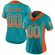 Youth Custom Aqua Orange-White Mesh Drift Fashion Football Jersey