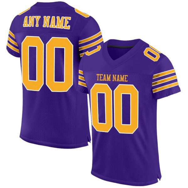 Kid's Custom Purple Gold-White Mesh Authentic Football Jersey