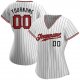 Women's Custom White Black Pinstripe Red-Black Authentic Baseball Jersey