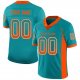 Youth Custom Aqua Orange-White Mesh Drift Fashion Football Jersey