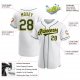 Women's Custom White Green-Gold Authentic Baseball Jersey