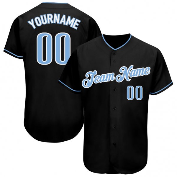 Kid's Custom Black Light Blue-White Authentic Baseball Jersey