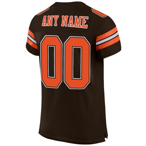 Kid's Custom Brown Orange-White Mesh Authentic Football Jersey