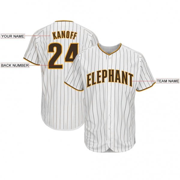 Women's Custom White Brown Pinstripe Brown-Gold Baseball Jersey