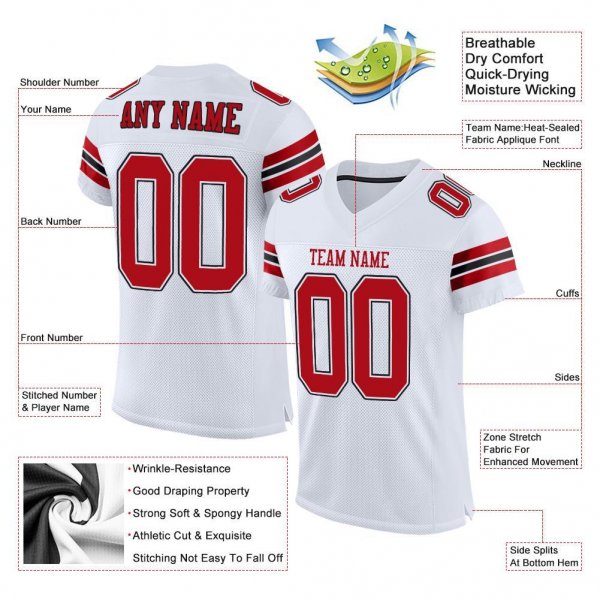 Preschool Custom White Red-Black Mesh Authentic Football Jersey