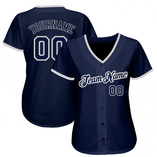 Women's Custom Navy Navy-Gray Authentic Baseball Jersey