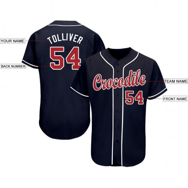 Men's Custom Navy Red-White Baseball Jersey