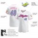 Women's Custom White Light Blue-Pink Authentic Baseball Jersey