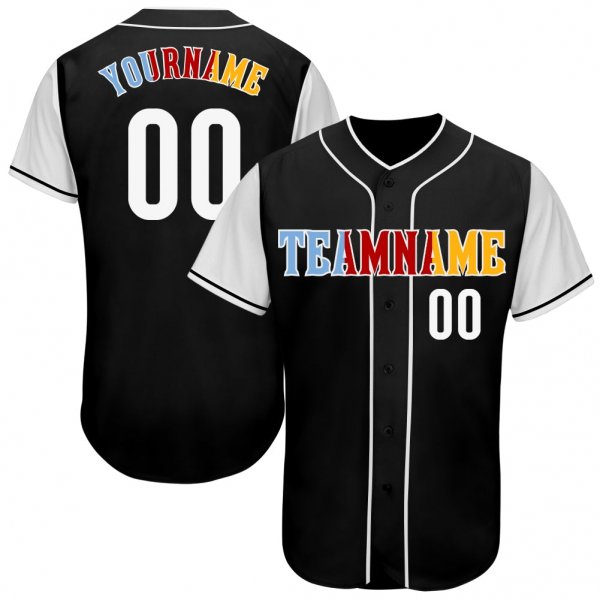 Men's Custom Black White-Gold Authentic Baseball Jersey