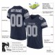 Women's Custom Navy Gray-White Mesh Authentic Football Jersey