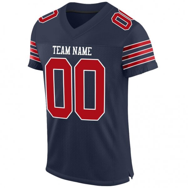 Kid's Custom Navy Red-White Mesh Authentic Football Jersey