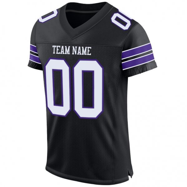 Preschool Custom Black White-Purple Mesh Authentic Football Jersey