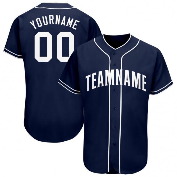 Youth Custom Navy White Baseball Jersey