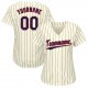 Women's Custom Cream Navy Pinstripe Navy-Red Baseball Jersey