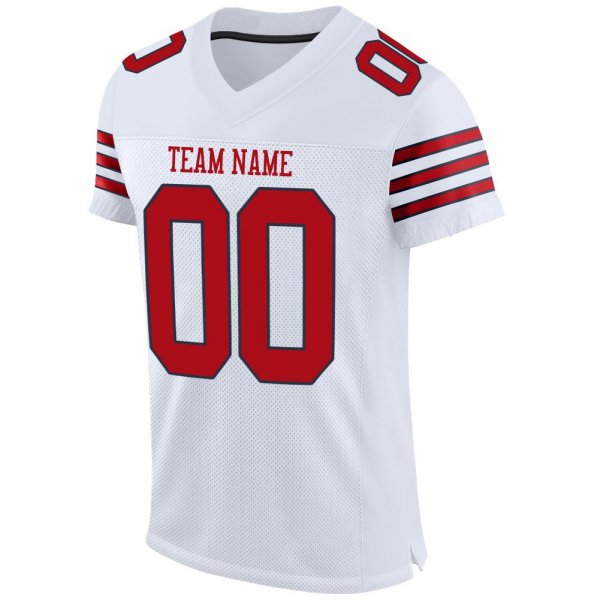 Women's Custom White Red-Navy Mesh Authentic Football Jersey