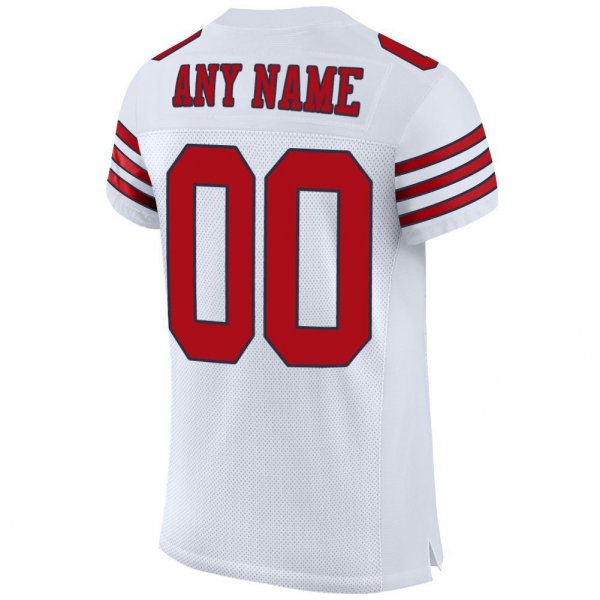 Women's Custom White Red-Navy Mesh Authentic Football Jersey