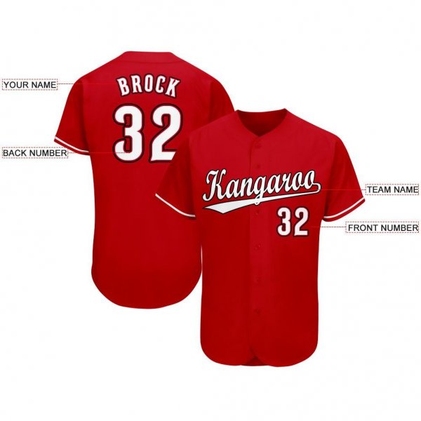 Men's Custom Red White-Black Baseball Jersey