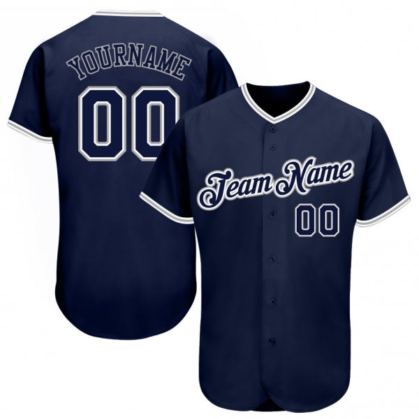 Women's Custom Navy Navy-Gray Authentic Baseball Jersey