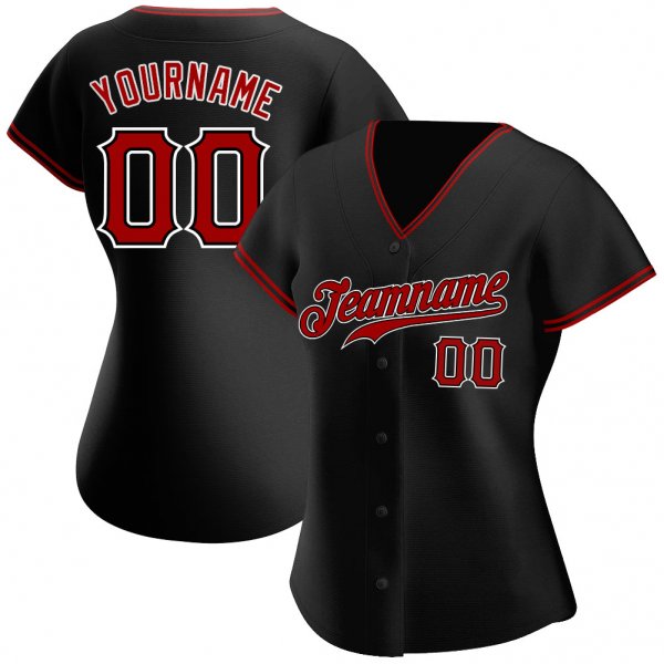 Men's Custom Black Red-White Authentic Baseball Jersey