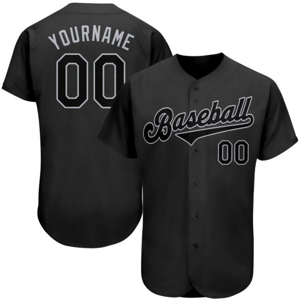 Women's Custom Black Black-Gray Authentic Baseball Jersey