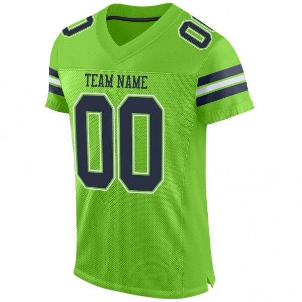 Preschool Custom Neon Green Navy-White Mesh Authentic Football Jersey