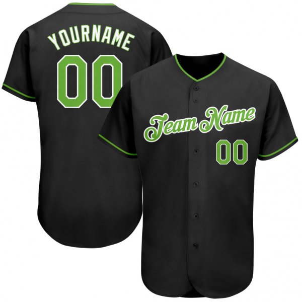 Women's Custom Black Neon Green-White Authentic Baseball Jersey