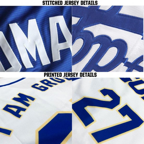 Youth Custom White Old Gold-Royal Baseball Jersey