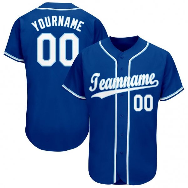 Men's Custom Royal White-Light Blue Baseball Jersey