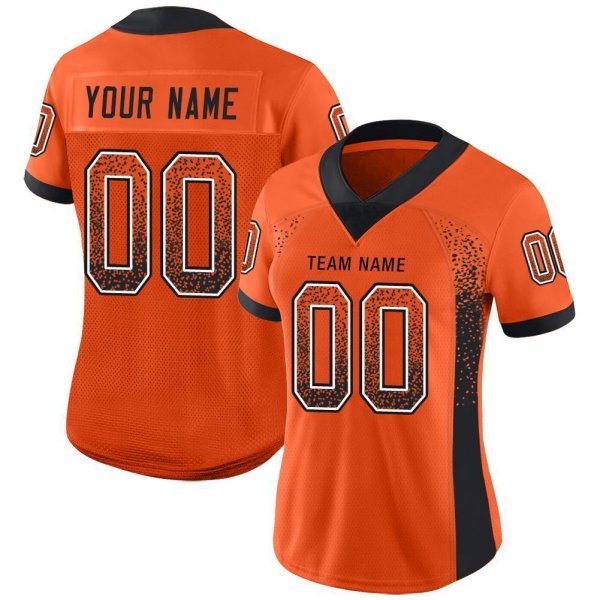 Men's Custom Orange Black-White Mesh Drift Fashion Football Jersey