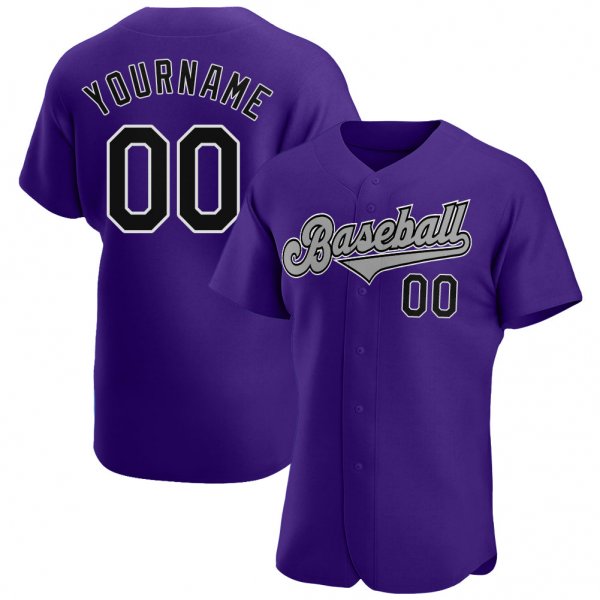 Women's Custom Purple Black-Gray Authentic Baseball Jersey