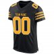 Kid's Custom Black Gold-White Mesh Authentic Football Jersey